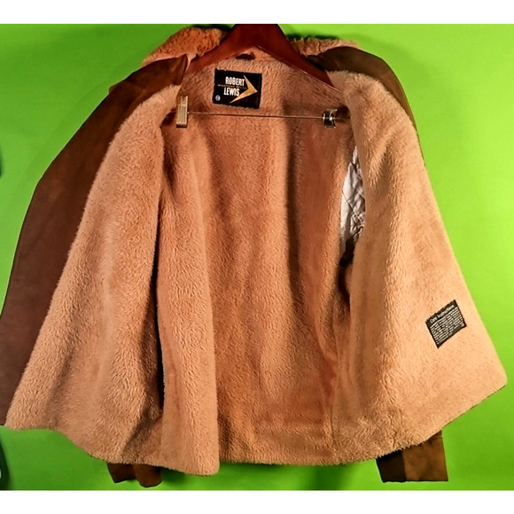 RARE Robert Lewis Vintage 70s Grizzly Shearling Jacket Suede Leather Men’s Size - Picture 9 of 15